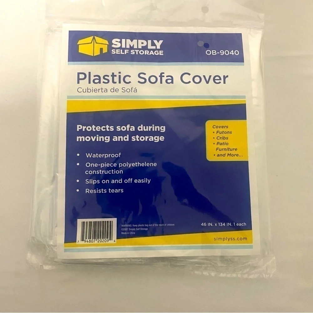 Simply Self Storage Clear Plastic Sofa Couch Cover 46